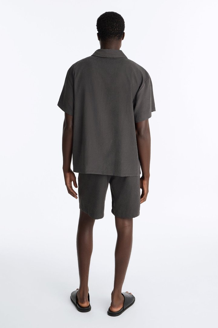 Neo Faux Suede Short Sleeve Polo - Black