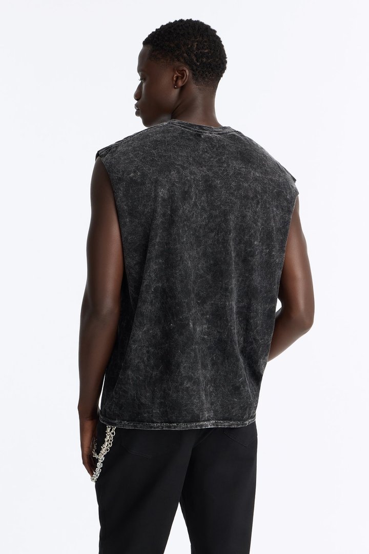 Doves And Hope Vintage Oversized Muscle Tee - Black
