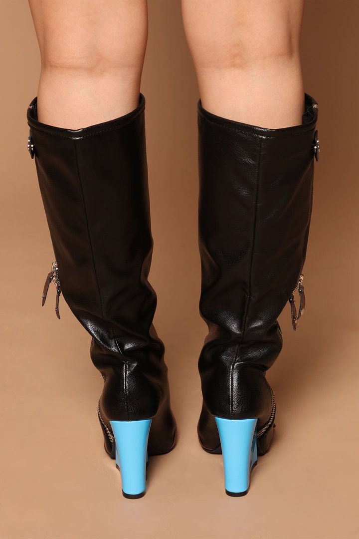 Sienna Knee High Boots - Black/combo