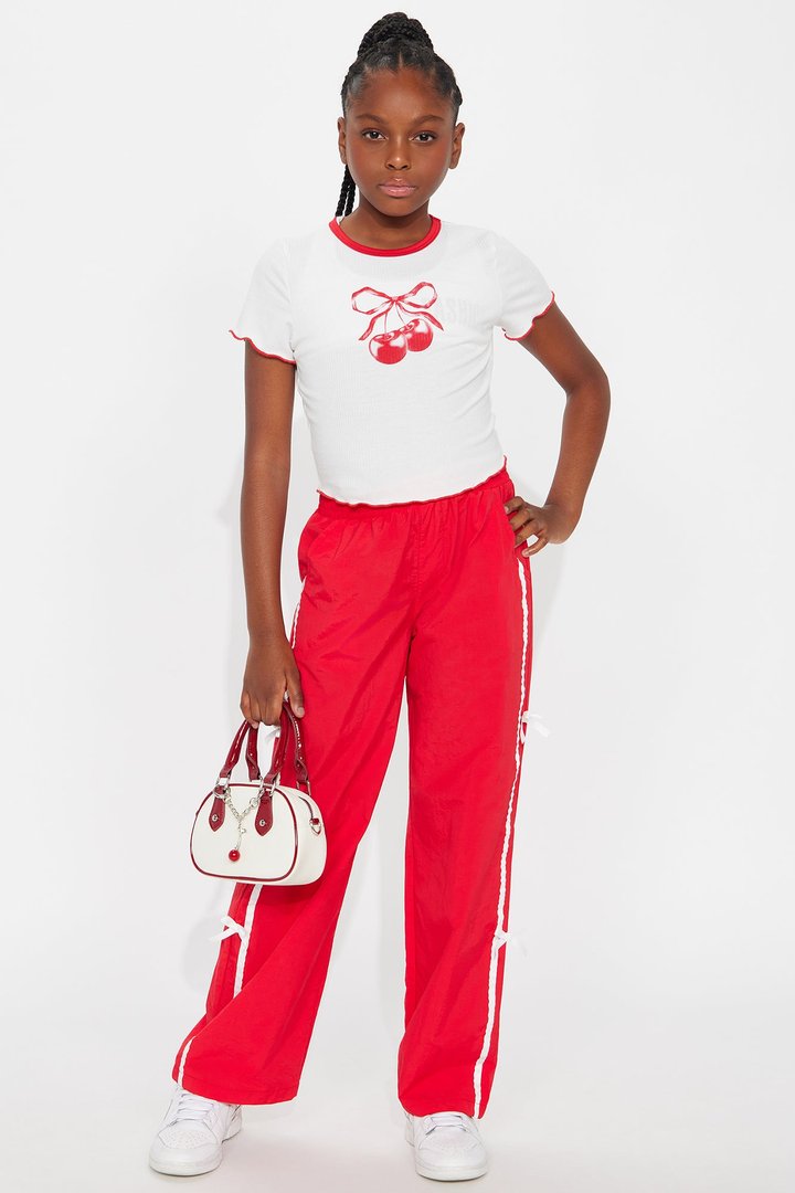 Mini Cindy Windbreaker Track Pant - Red