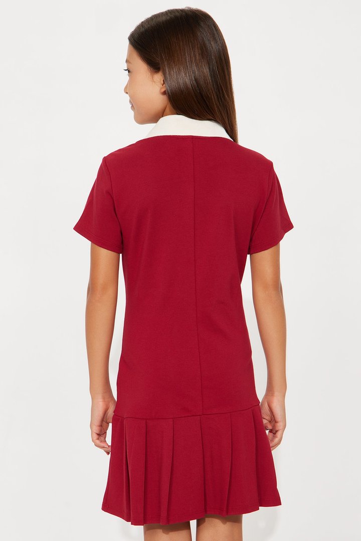 Mini Bree Pleated Polo Mini Dress - Wine