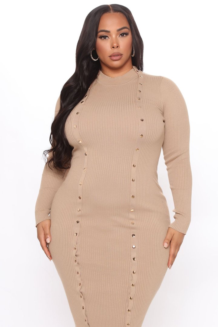 Oh Snap Sweater Maxi Dress - Taupe