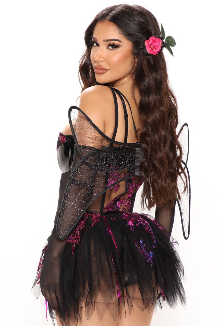 Naughty Fairy 5 Piece Costume Set - Black/combo