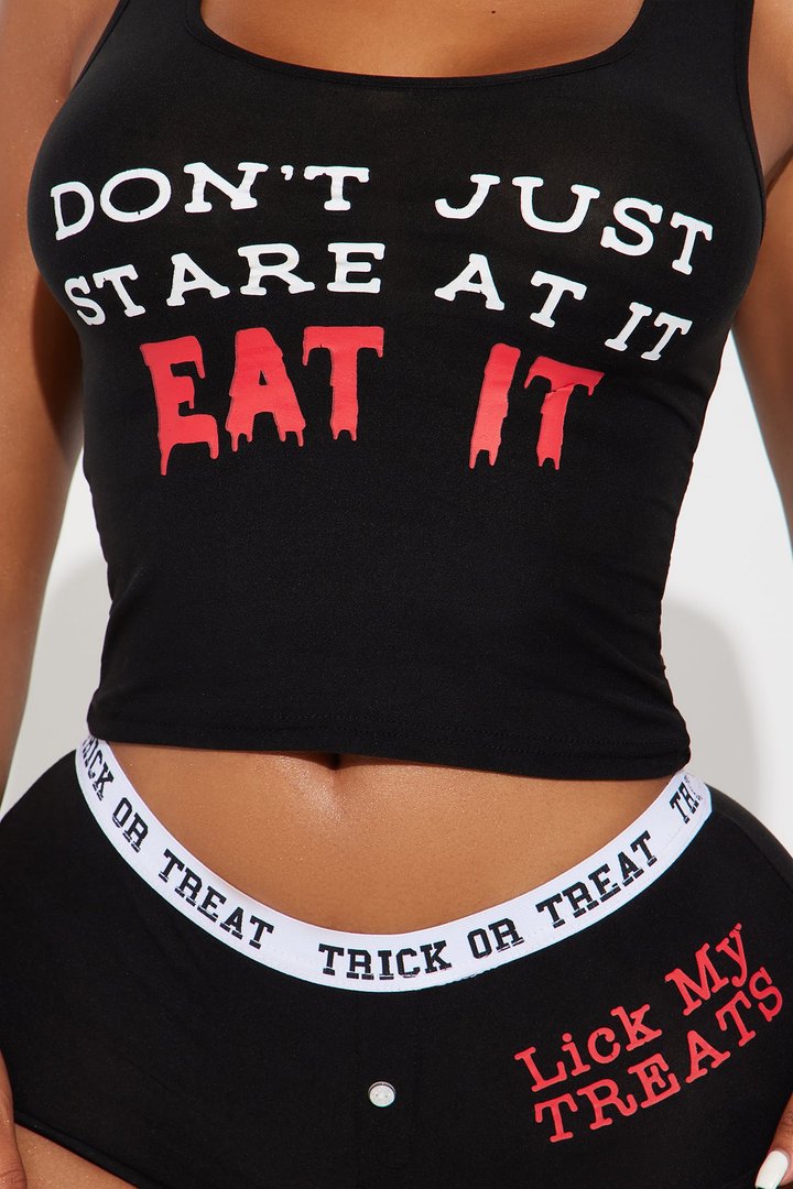 Don't Just Stare At It Halloween PJ Set - Black/combo