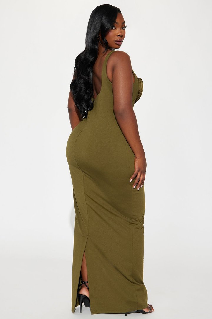 Sonya Low Back Maxi Dress - Olive