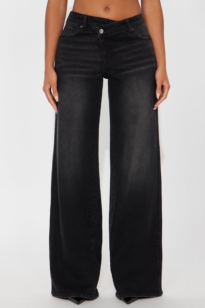 Eastside Low Rise Crossover Wide Leg Jean - Black Wash
