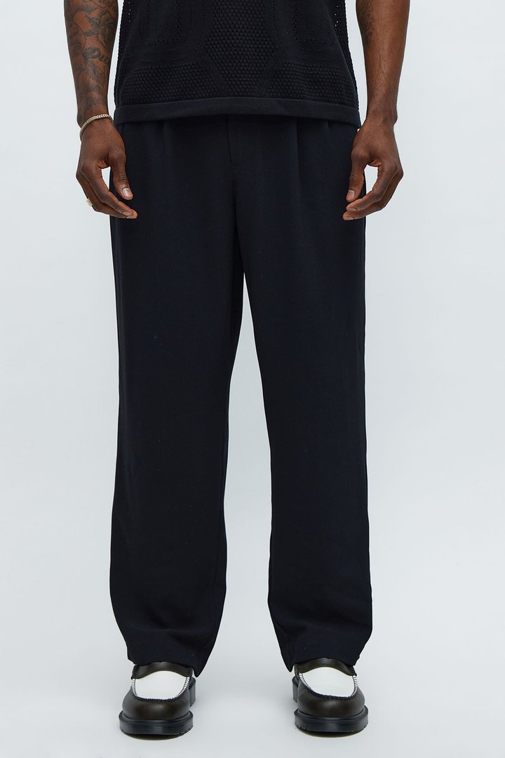 Golden Hour Straight Double Pleated Trouser - Black