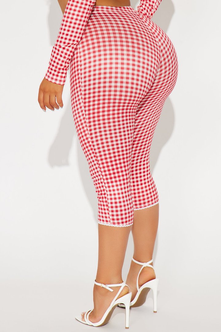 Sweet Talking Gingham Capri Legging - Red/White
