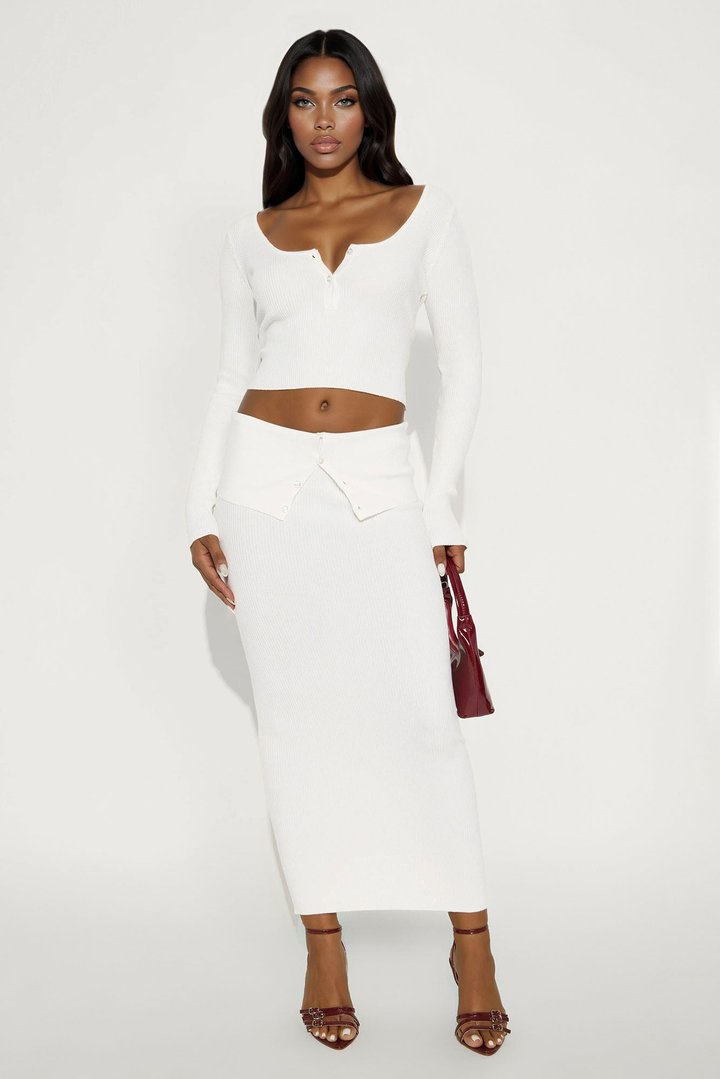 Marie Sweater Skirt Set - White