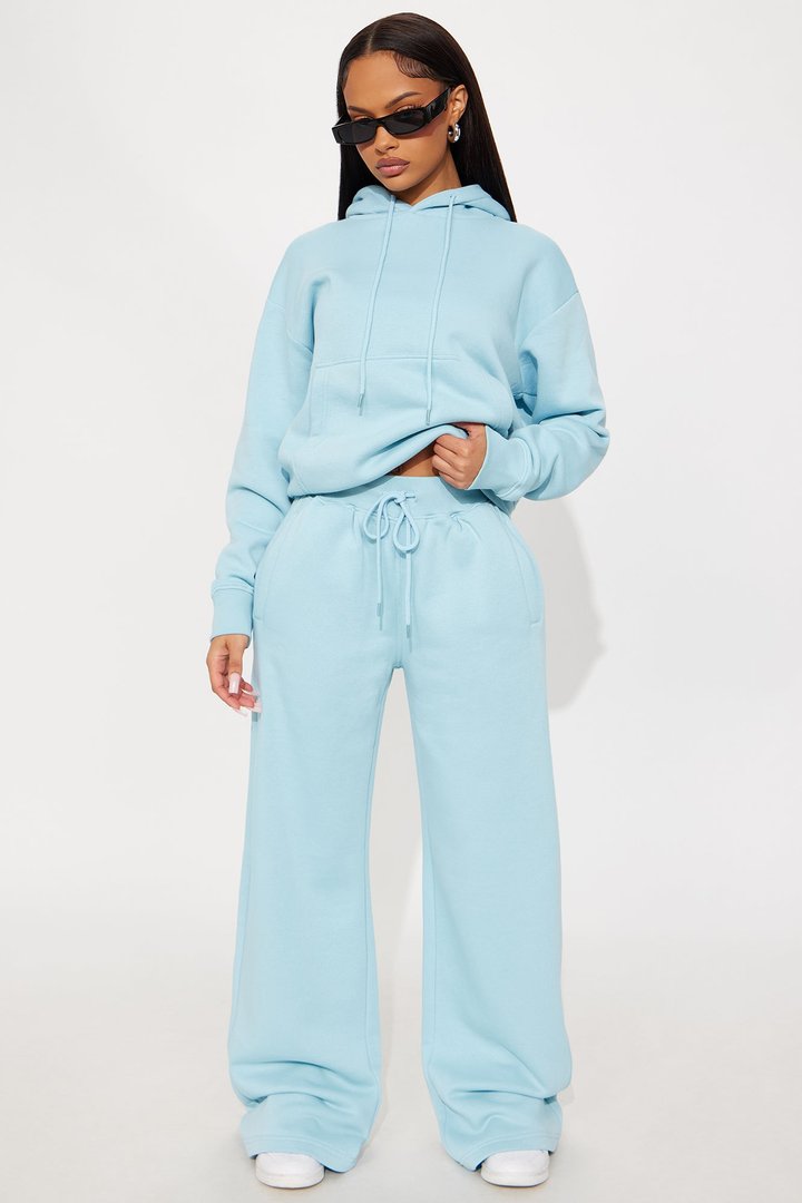 Stole My Ex Boyfriend's Wide Leg Sweatpants - Light Blue
