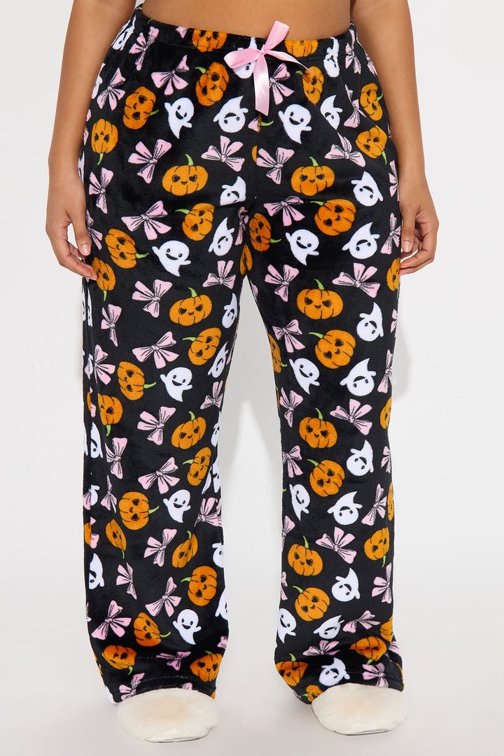 Spooky Cutie Halloween Plush PJ Pants - Black/combo