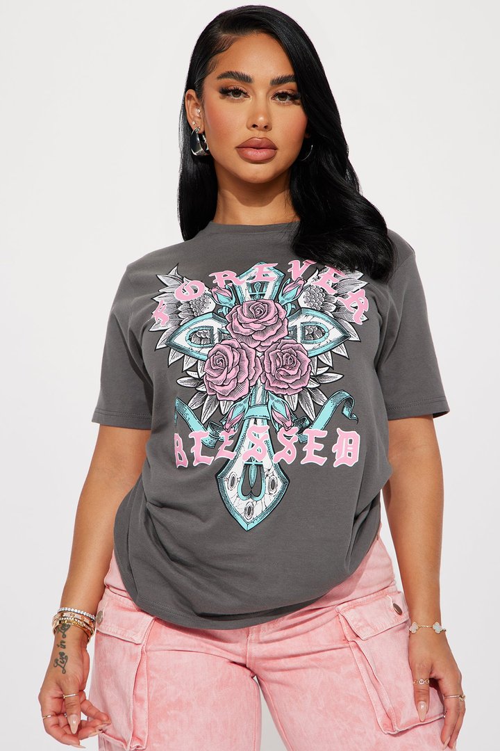 Forever Blessed Graphic Tee - Grey