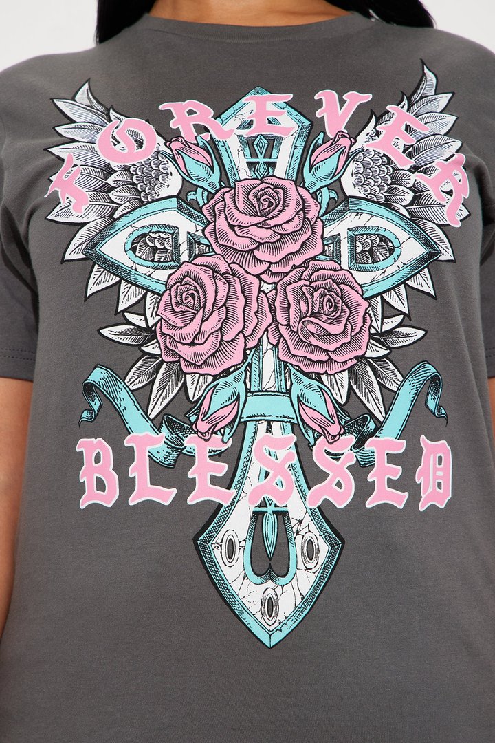 Forever Blessed Graphic Tee - Grey