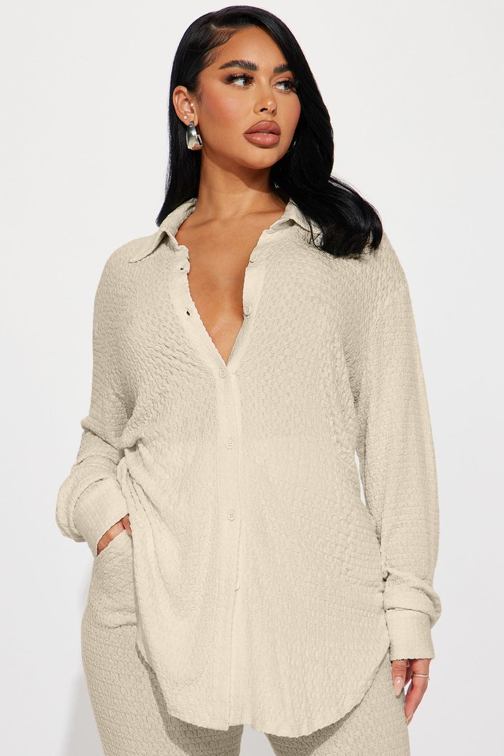 Fly With Me Textured Pant Set - Stone