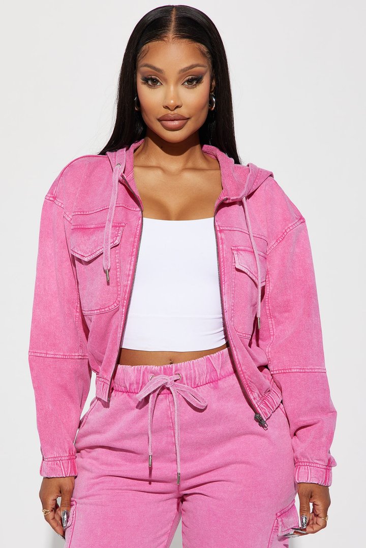 Fiona Fleece Lounge Jacket - Fuchsia
