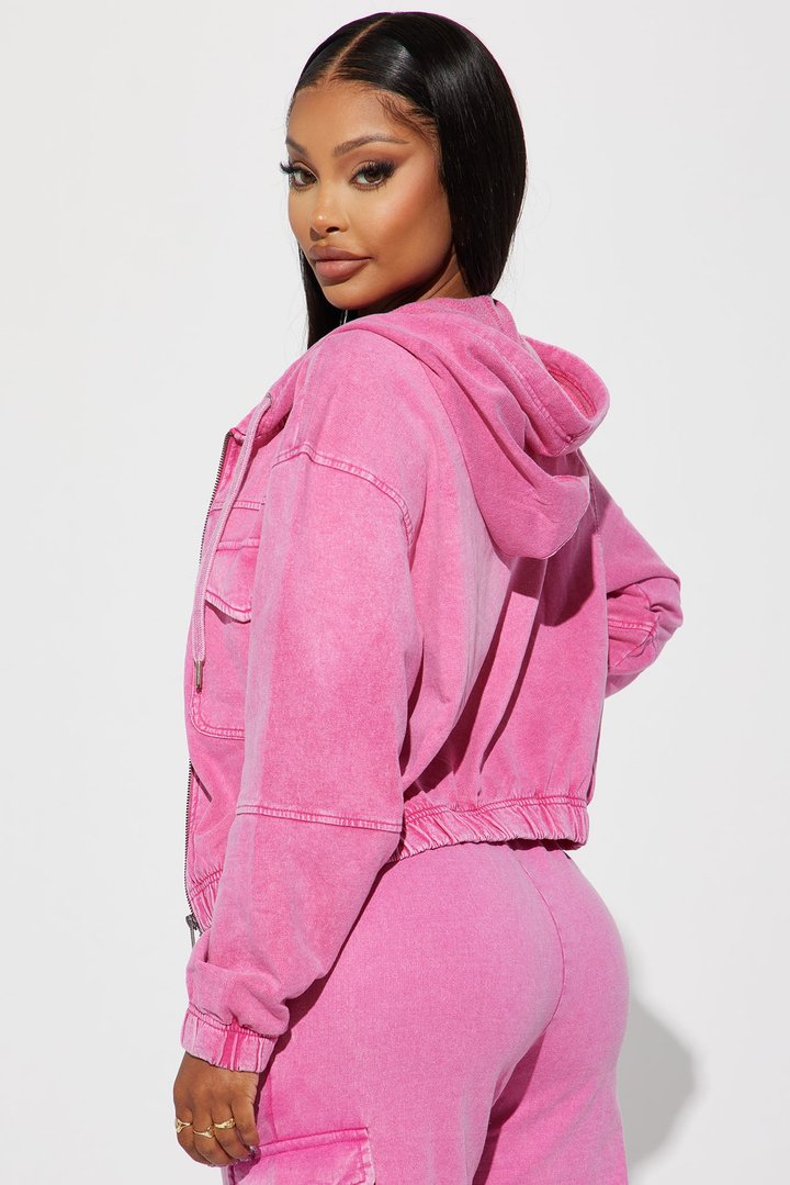 Fiona Fleece Lounge Jacket - Fuchsia