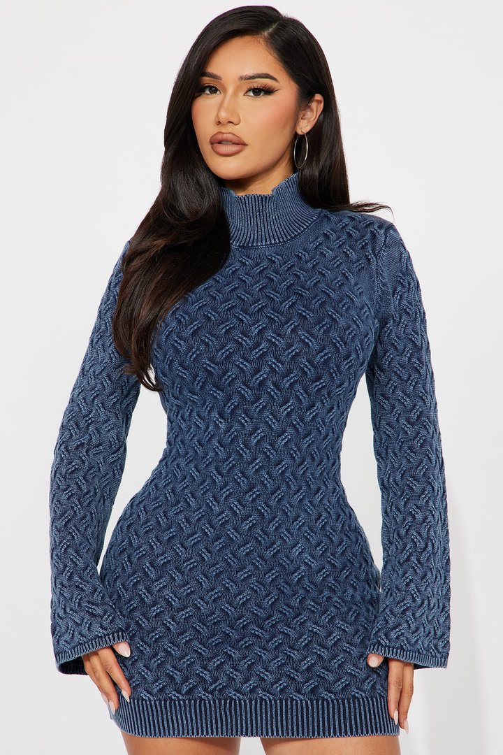 London Sweater Mini Dress - Navy