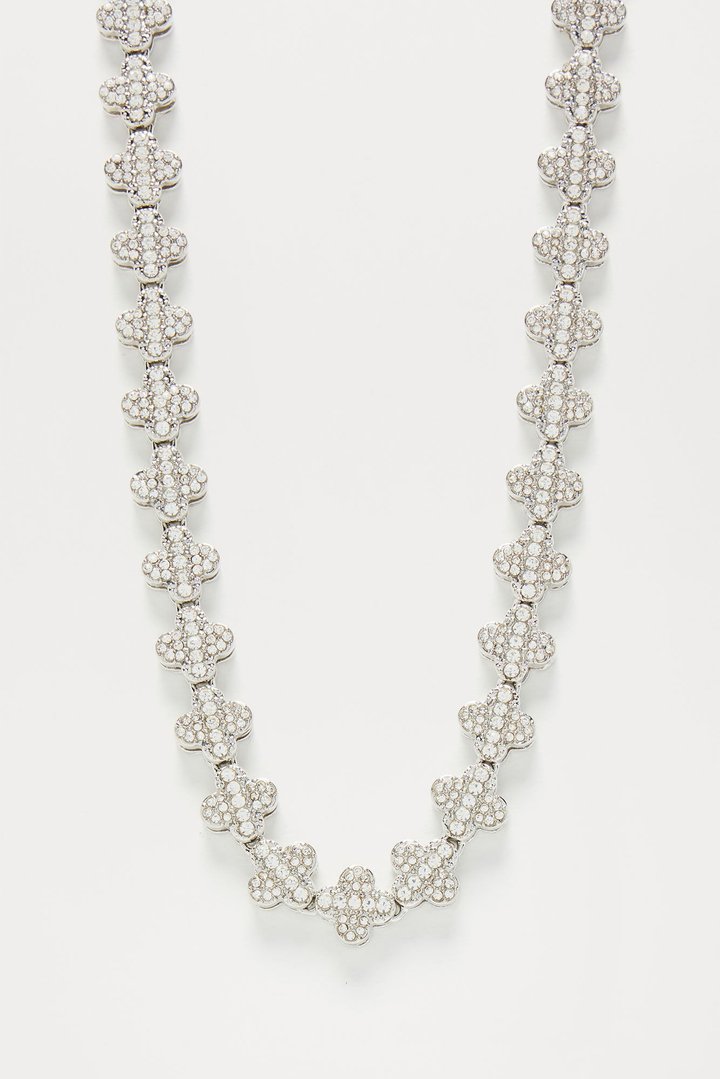 Iced Out Tennis Chain Necklace - Silver