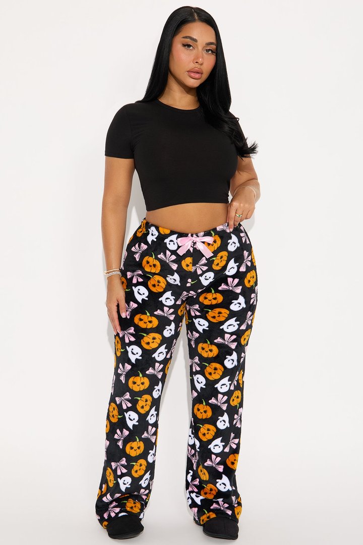 Spooky Cutie Halloween Plush PJ Pants - Black/combo