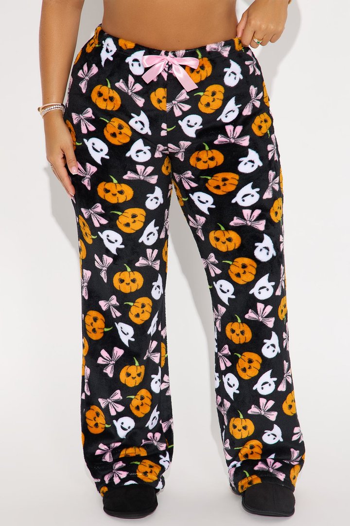 Spooky Cutie Halloween Plush PJ Pants - Black/combo