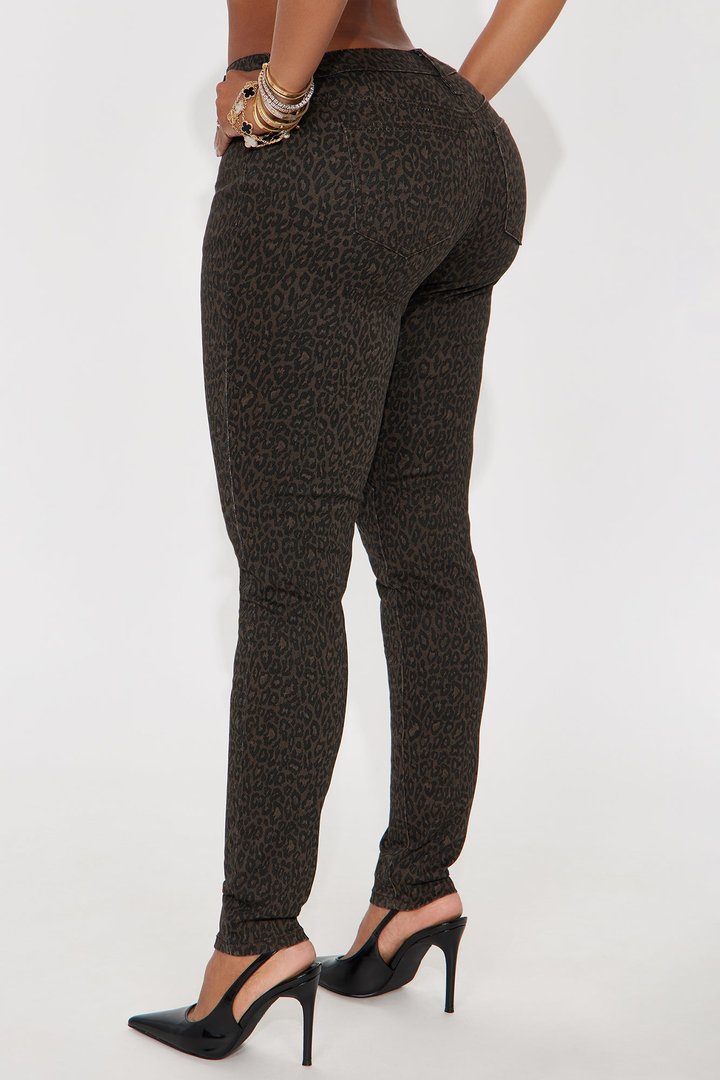 Skinny Uniform Leopard Pants - Chocolate/Combo