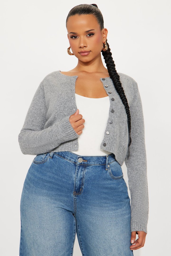 Sweet Sensation Cropped Cardigan - Grey