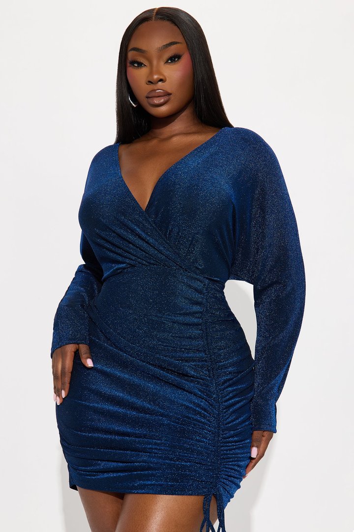 Raya Surplice Mini Dress - Blue