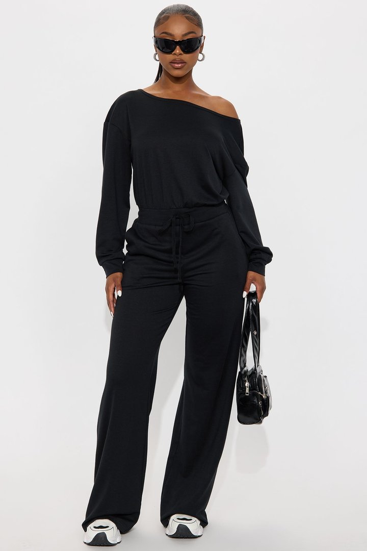 Just Warming Up French Terry Jumpsuit - Black