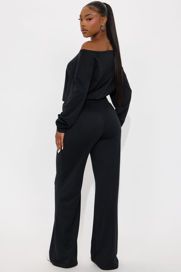 Just Warming Up French Terry Jumpsuit - Black