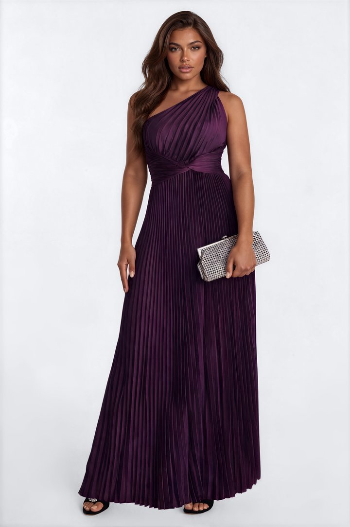 Athena Pleated Maxi Dress - Plum