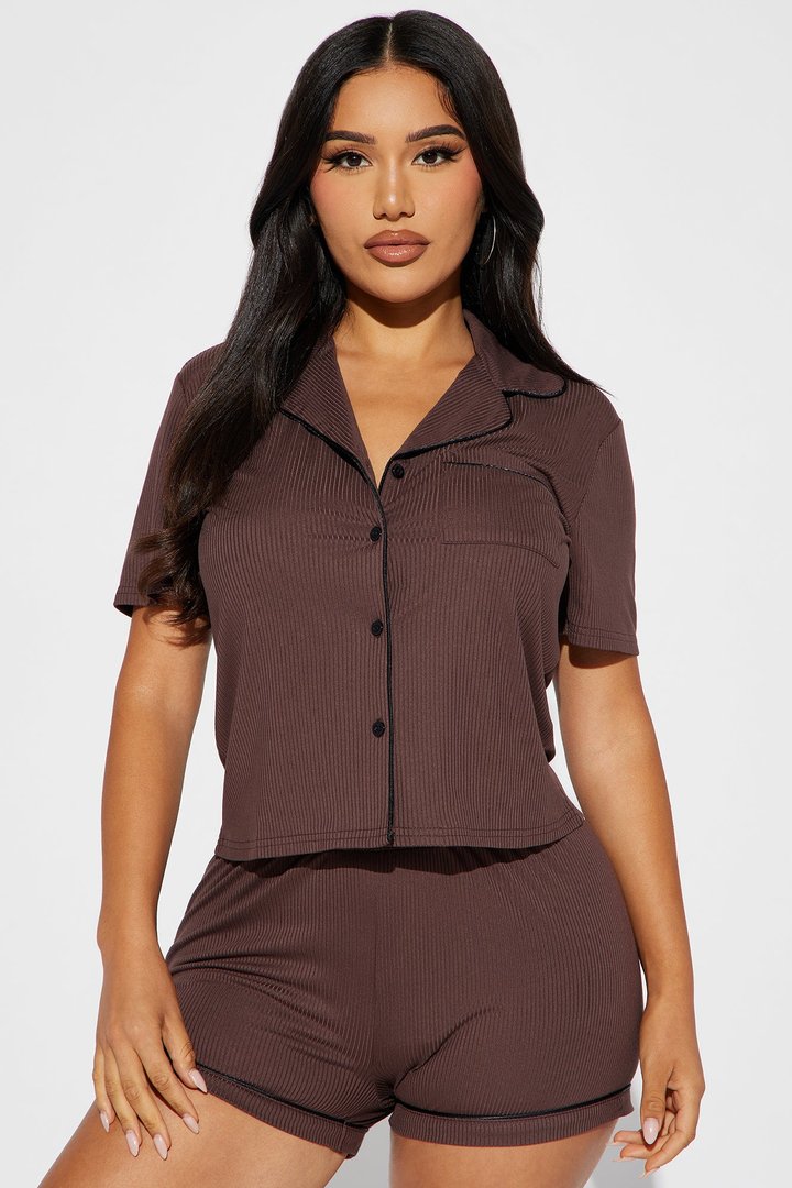 Morning Coffee PJ Short Set - Chocolate