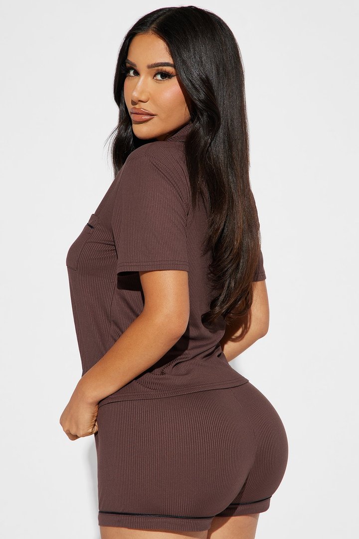 Morning Coffee PJ Short Set - Chocolate
