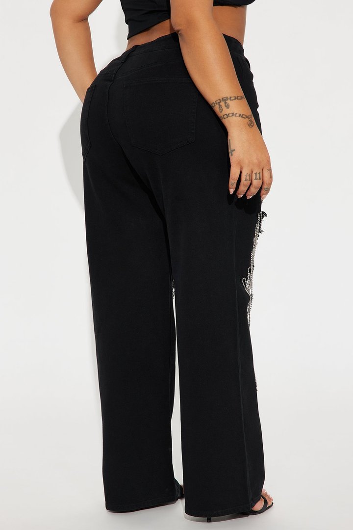 Make Your Life Shine Distressed Pant - Black