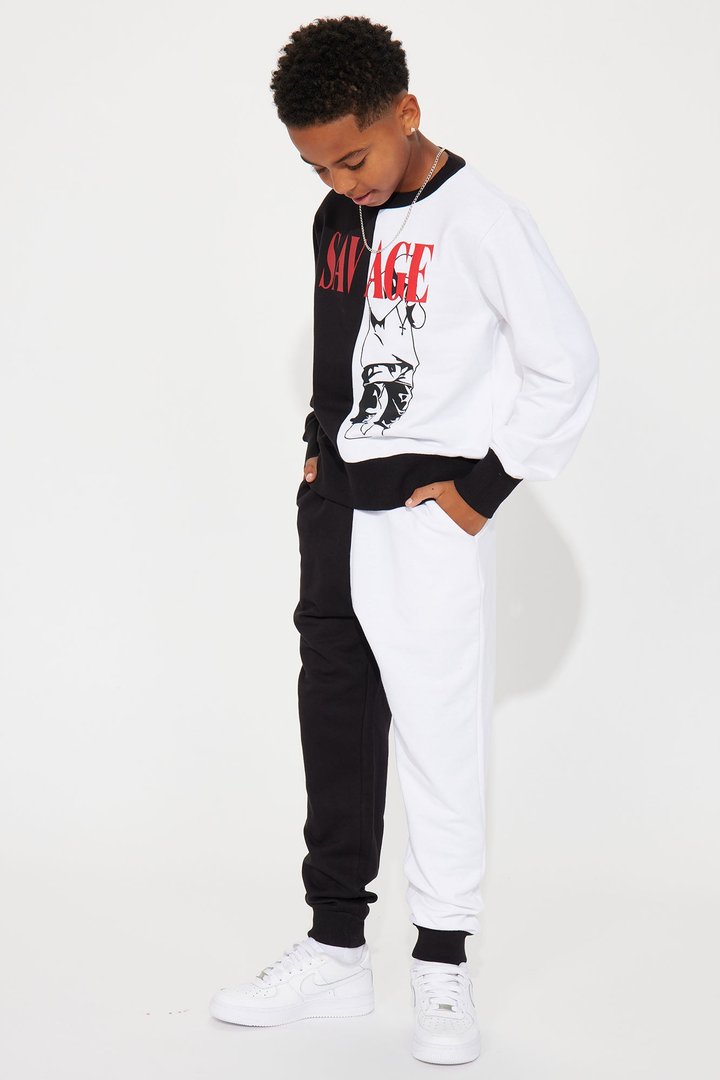 Mini Savage In Disguise Pant set - Black/White