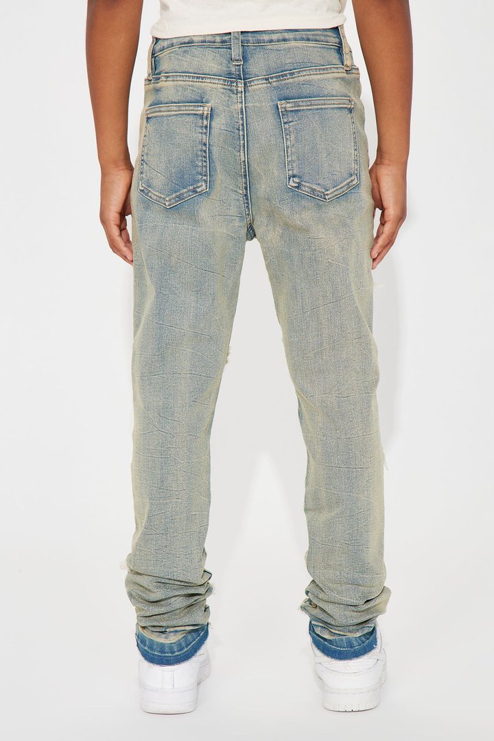 Mini Geometric Fray Skinny Jeans - Indigo