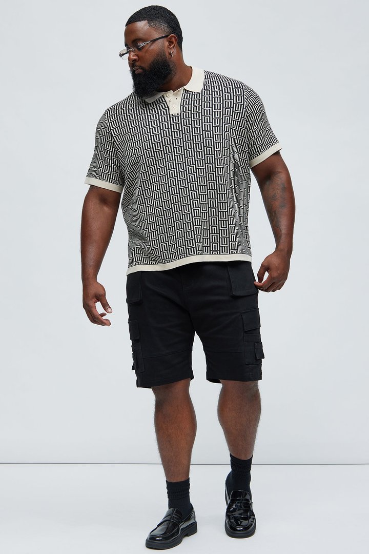 Cunard Jacquard Polo - Tan/Multi