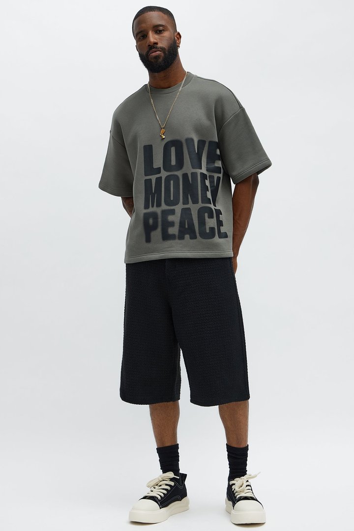 Tayson Oversized Spray Paint Short Sleeve Tee - Dark Grey