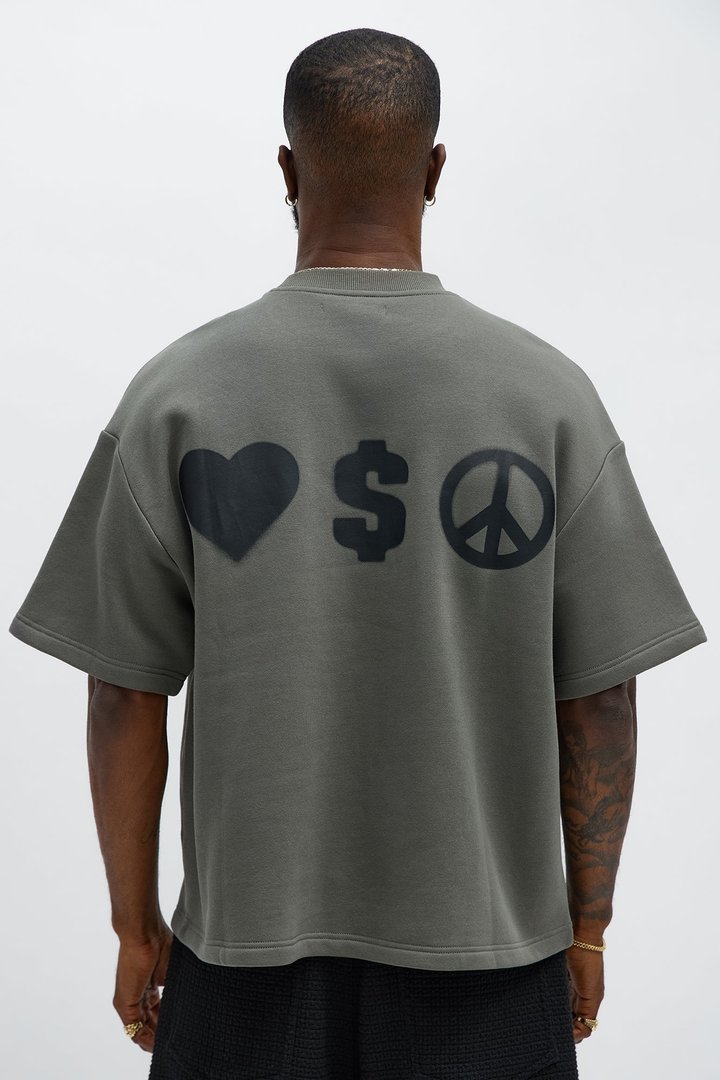 Tayson Oversized Spray Paint Short Sleeve Tee - Dark Grey