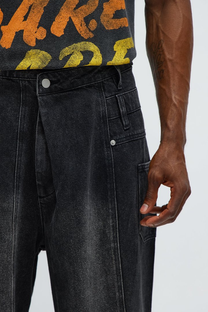 Baggy Crossover Come Again Jean - Black Wash