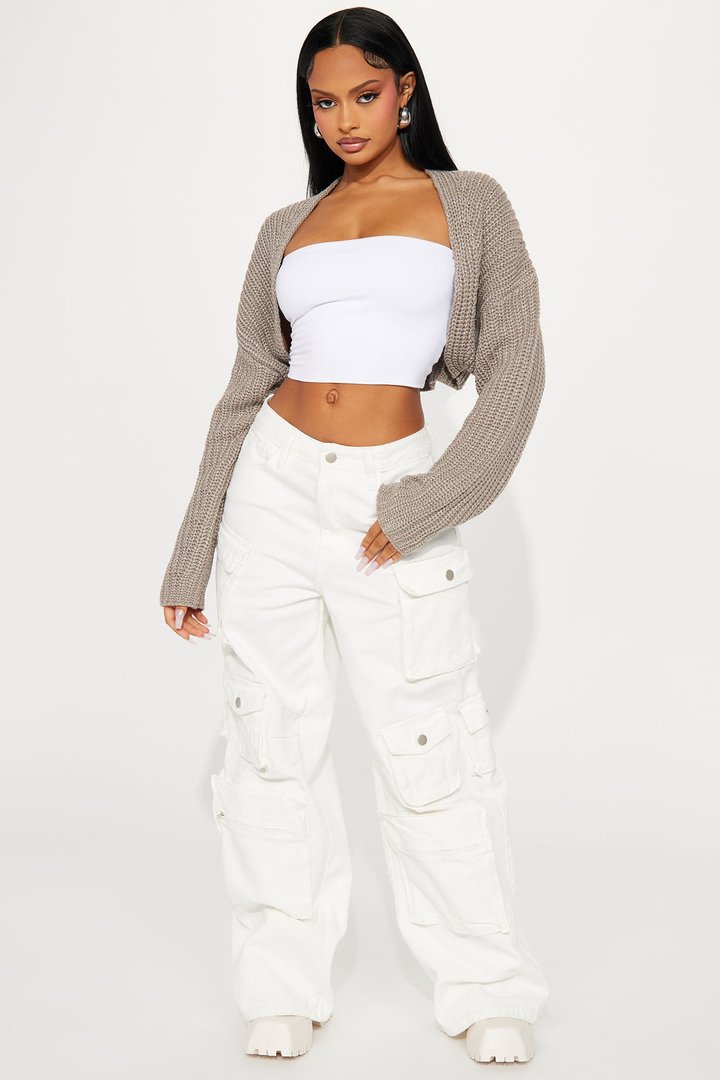 Cool Girl Mood Bolero Sweater - Taupe