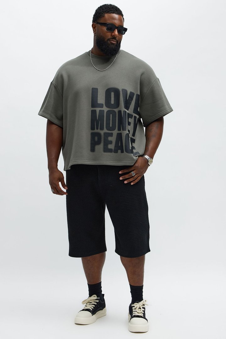 Tayson Oversized Spray Paint Short Sleeve Tee - Dark Grey