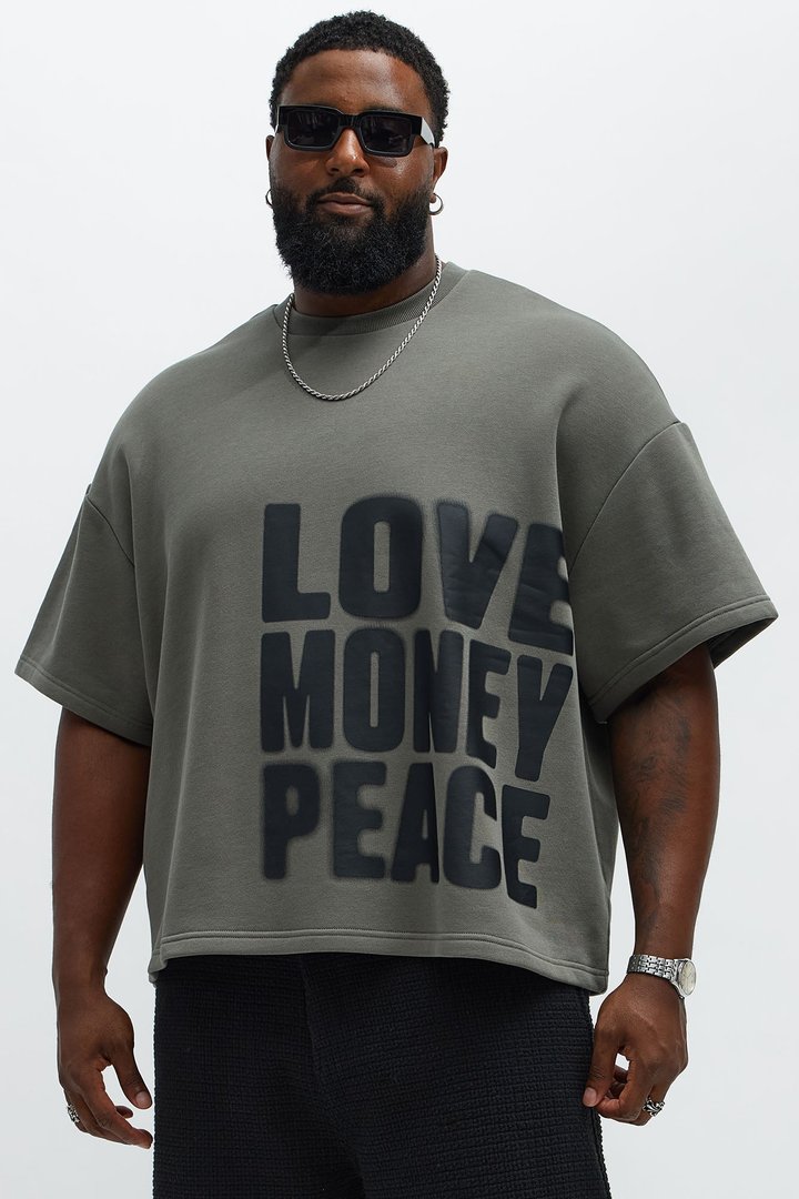 Tayson Oversized Spray Paint Short Sleeve Tee - Dark Grey