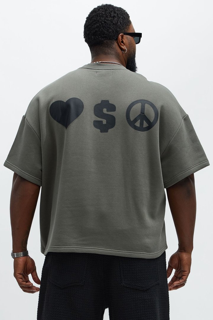 Tayson Oversized Spray Paint Short Sleeve Tee - Dark Grey