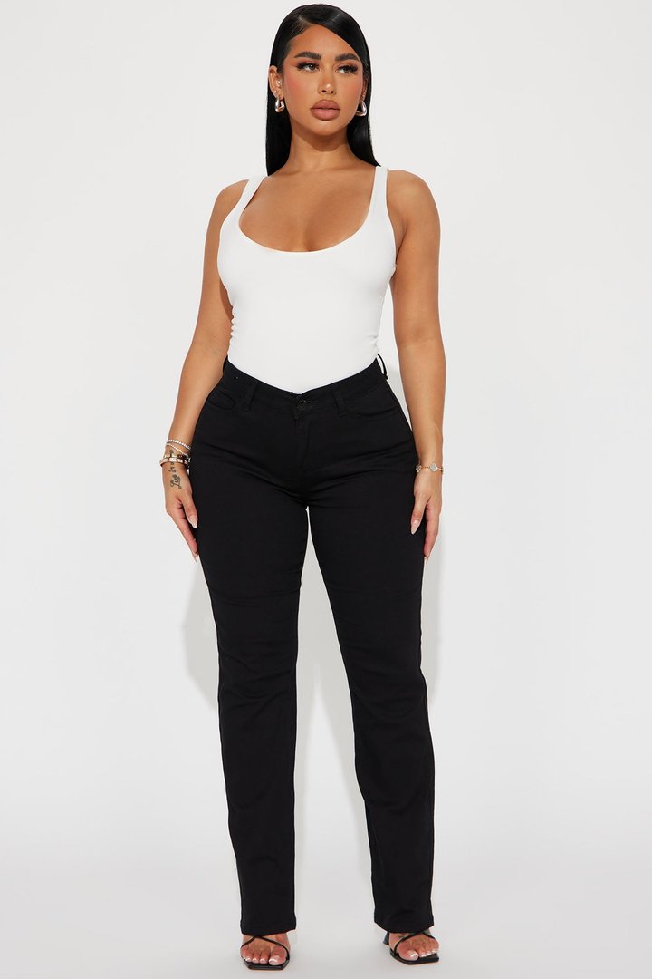 Straight Leg Uniform Pants - Black