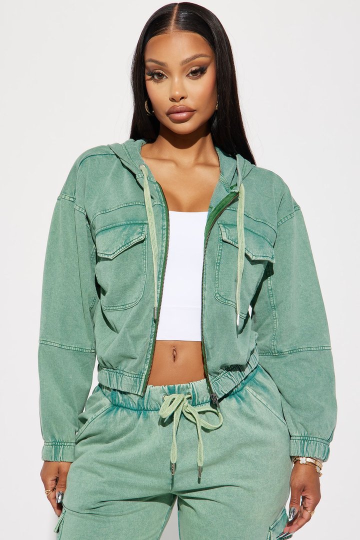 Fiona Fleece Lounge Jacket - Green