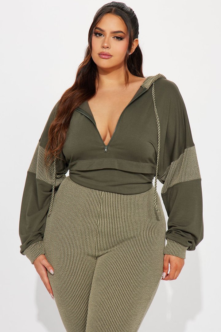 Off The Stage Hoodie Jumpsuit - Olive