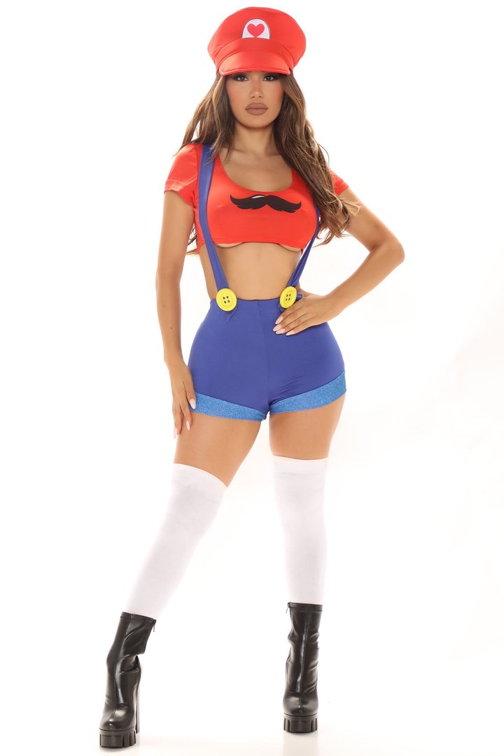 It’s A Me Gamer Girl 3 Piece Costume Set - Red/combo