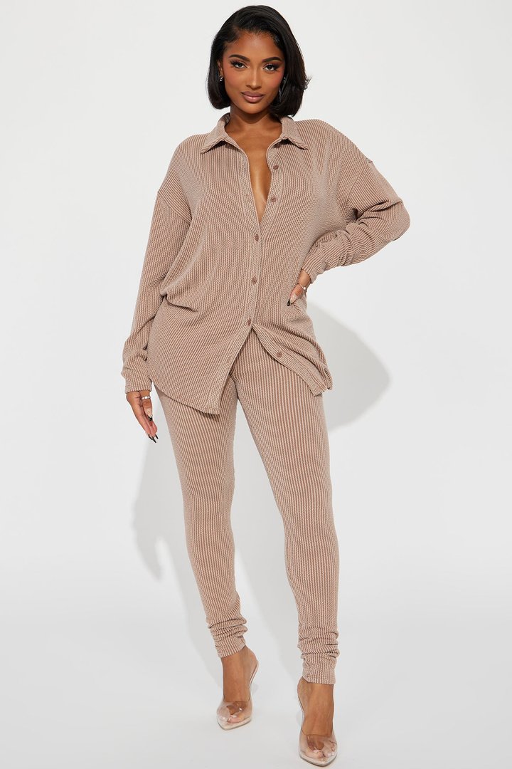 Maddie Ribbed Legging Set - Taupe