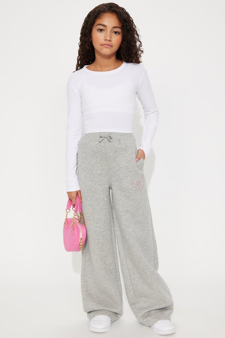 Mini Know Myself Wide Leg Pants - Heather Grey