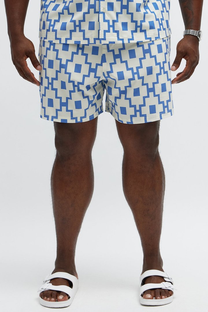 Mosaic Printed Swim Trunk 6″ - Blue/combo